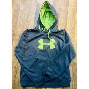 Under Armour women’s size L Gray Neon Green pullover hoodie Semi Fitted